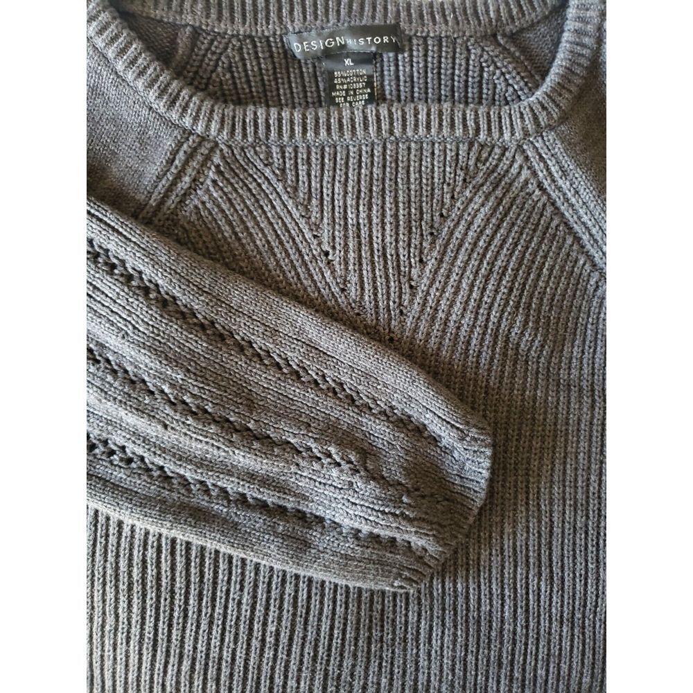 Design History Womens Sweater Size XL Gray Ribbed Knit Pullover w/ Dual Zipper‎